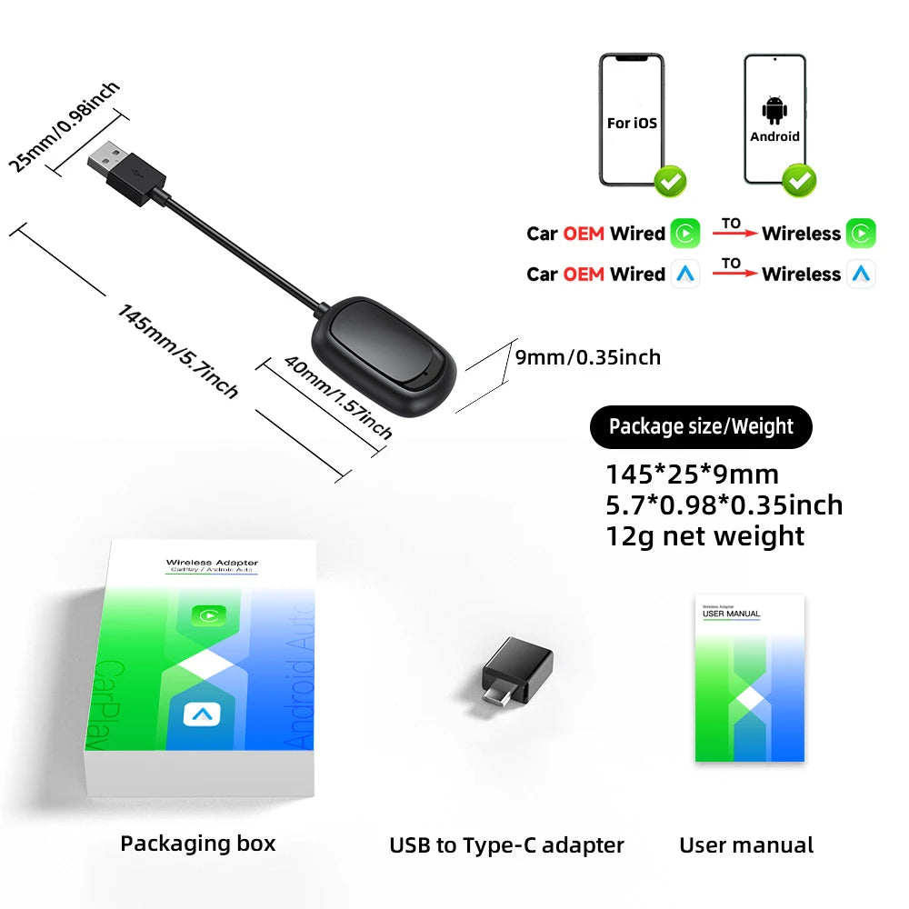 Wireless CarPlay Adapter – USB Dongle for iPhone